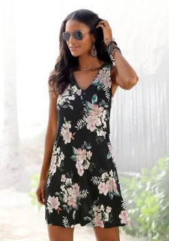 Vivance Shirt Met 3/4-mouwen Met Modieuze Manchetten En Goudkleurige Knopen (Set Van 2) -Beroemde Badkleding Winkel lascana strandjurk met bloemenprint zwart 4