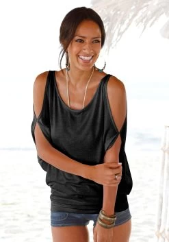 Only Short ONLOUTCH HW BUTTON COL SHORTS PNT -Beroemde Badkleding Winkel lascana strandshirt met schoudersplitten zwart 1