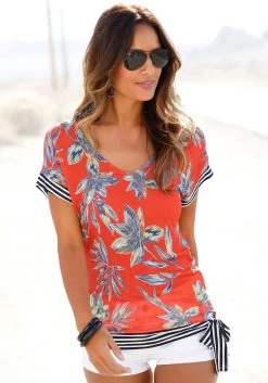 KangaROOS Triangelbikini Met Batikdesign -Beroemde Badkleding Winkel lascana strandshirt rood 3