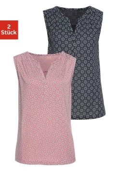 Beachtime T-shirt Met Modieuze Strepen 25 Beachtime T-shirt Met Modieuze Strepen -Beroemde Badkleding Winkel lascana strandtop met kleine schouderrimpeling set van 2 roze