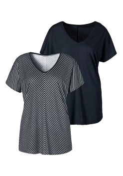 Vivance T-shirt Met Mooie Kant (Set Van 2) -Beroemde Badkleding Winkel lascana t shirt met bijzonder streepdessin blauw