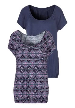 Vivance T-shirt Met Mooie Kant (Set Van 2) -Beroemde Badkleding Winkel lascana t shirt met iets aangerimpelde ronde hals set van 2 zwart 3