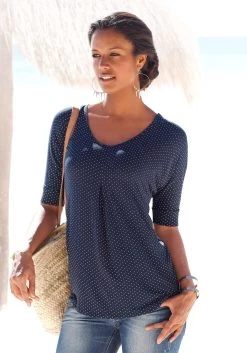 S.Oliver RED LABEL Beachwear Strandbroek Met Bloemenprint -Beroemde Badkleding Winkel lascana t shirt met stolpplooi en stippeltjesprint blauw 1