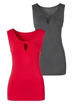 Buffalo Blousejurkje Met Slangenprint 35 Buffalo Blousejurkje Met Slangenprint -Beroemde Badkleding Winkel lascana tanktop met kleine cut out bij de hals set set van 2 rood 1