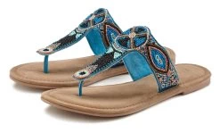 Beachtime Lang Shirt Met Grafische Print -Beroemde Badkleding Winkel lascana teenslippers met luxueuze kralengarnering blauw 4