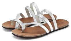 Marco Tozzi Sandalen In Fonkelende Look -Beroemde Badkleding Winkel lascana teenslippers van leer in metallic look zilver 4
