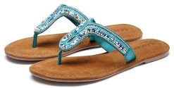 Calvin Klein Badslippers FANNY 5A *I -Beroemde Badkleding Winkel lascana teenslippers van leer met sierkraaltjes blauw