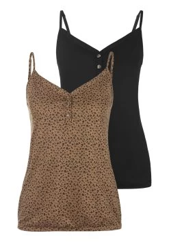 Buffalo Jerseyjurk Met Mooie Ruglijn -Beroemde Badkleding Winkel lascana top met spaghettibandjes set van 2 bruin