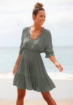 Only Short ONLSMILLA 28 Only Short ONLSMILLA -Beroemde Badkleding Winkel lascana zomerjurk van crepe groen 5