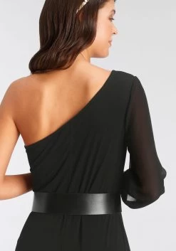 Melrose Jumpsuit One-shoulder Met Meshmouwen -Beroemde Badkleding Winkel melrose jumpsuit one shoulder met meshmouwen zwart 16