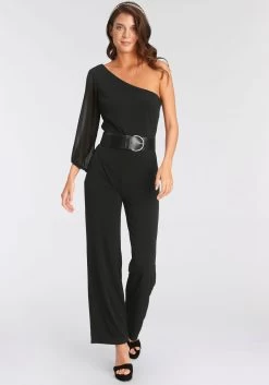 Buffalo Maxi-jurk Met Stippeltjesprint 30 Buffalo Maxi-jurk Met Stippeltjesprint -Beroemde Badkleding Winkel melrose jumpsuit one shoulder met meshmouwen zwart 7
