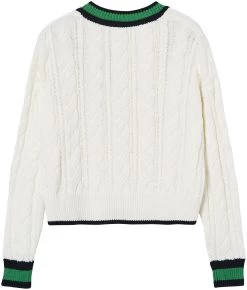 Pepe Jeans Strandtrui Beau Met Leuk Breimotief Met Contrastkleurige Hals -Beroemde Badkleding Winkel pepe jeans strandtrui beau met leuk breimotief met contrastkleurige hals wit 7