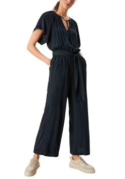 S.Oliver Jumpsuit Met Gedrapeerde Plooien In De Taille -Beroemde Badkleding Winkel soliver jumpsuit met gedrapeerde plooien in de taille blauw 2