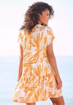 S.Oliver RED LABEL Beachwear Blousejurkje Met Volant Aan De Rok -Beroemde Badkleding Winkel soliver red label beachwear blousejurkje met volant aan de rok wit 3