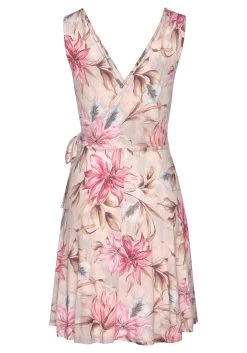 S.Oliver RED LABEL Beachwear Gedessineerde Jurk Met Bindstrik Opzij -Beroemde Badkleding Winkel soliver red label beachwear gedessineerde jurk met bindstrik opzij roze 3