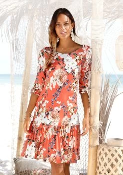 Remonte Sandalen ELLE-Collection -Beroemde Badkleding Winkel soliver red label beachwear jerseyjurk met bloemenprint rood 3