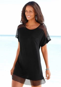 S.Oliver RED LABEL Beachwear Lang Shirt Met Mesh-inzetten