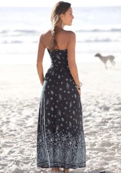 S.Oliver RED LABEL Beachwear Maxi-jurk Met Randprint -Beroemde Badkleding Winkel soliver red label beachwear maxi jurk met randprint blauw 4