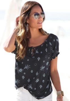 S.Oliver RED LABEL Beachwear Strandshirt Met Aangerimpelde Mouwen