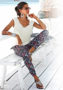 S.Oliver RED LABEL Beachwear T-shirt Met Sierbandjes Bij De Hals 24 S.Oliver RED LABEL Beachwear T-shirt Met Sierbandjes Bij De Hals -Beroemde Badkleding Winkel soliver red label beachwear t shirt met sierbandjes bij de hals beige 5