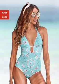 Vivance Badpak Met Goudkleurige Sierknopen -Beroemde Badkleding Winkel sunseeker badpak ditsy met gehaakt randje blauw 5