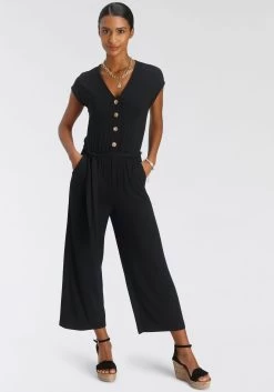 Buffalo Hotpants 30 Buffalo Hotpants -Beroemde Badkleding Winkel tamaris jumpsuit in culotte stijl met knoopsluiting zwart 1