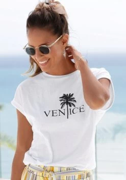 Venice Beach Shirt Met Ronde Hals Met Frontprint -Beroemde Badkleding Winkel venice beach shirt met ronde hals met frontprint wit 14