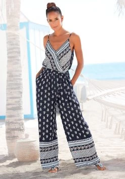 Sunmarin Bikinibroekje -Beroemde Badkleding Winkel vivance jumpsuit en wijde pijpen met een bindceintuur blauw 5
