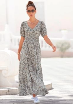 Casual Looks Zomerjurk Jurk - Tuniekjurk 19 Casual Looks Zomerjurk Jurk - Tuniekjurk -Beroemde Badkleding Winkel vivance maxi jurk met bloemetjesdessin grijs
