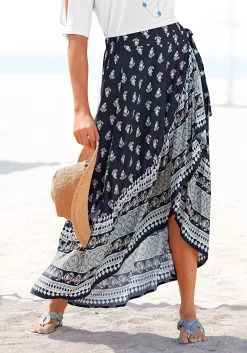 Leslii Retro-zonnebril -Beroemde Badkleding Winkel vivance maxirok met randprint blauw