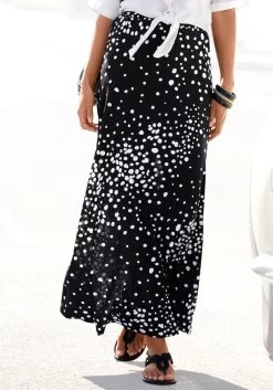 Buffalo Gedessineerde Jurk Met Smalle Rok 24 Buffalo Gedessineerde Jurk Met Smalle Rok -Beroemde Badkleding Winkel vivance maxirok met stippelprint zwart 3