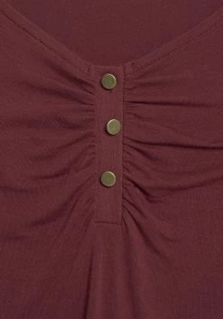 Vivance Shirt Met 3/4-mouwen Met Fijne Plooi -Beroemde Badkleding Winkel vivance shirt met 3 4 mouwen met fijne plooi rood 3