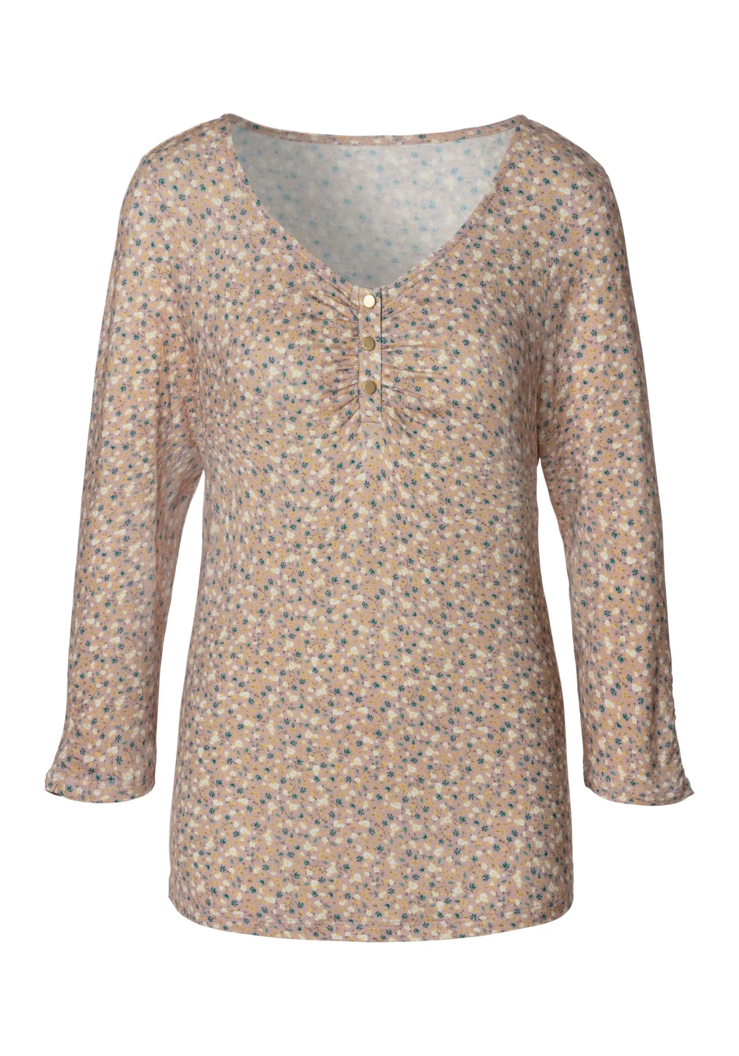 Vivance Shirt Met 3/4-mouwen Met Goudkleurige Knopen Bij De Hals 2 Vivance Shirt Met 3/4-mouwen Met Goudkleurige Knopen Bij De Hals - Image 2