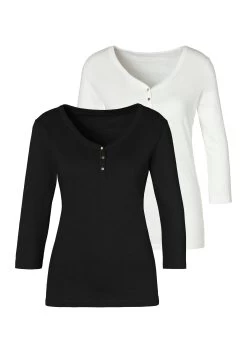 Bench. Loungebroek Met Iets Uitlopende Pijpen 24 Bench. Loungebroek Met Iets Uitlopende Pijpen -Beroemde Badkleding Winkel vivance shirt met 3 4 mouwen met knoopsluiting en goudkleurige knopen set van 2 wit