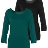 Vivance Shirt Met 3/4-mouwen Met Modieus Mouwdetail (Set Van 2)