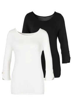 H.I.S Top Met Spaghettibandjes Zonder Zijnaden (Set Van 3) -Beroemde Badkleding Winkel vivance shirt met 3 4 mouwen met modieuze manchetten en goudkleurige knopen set van 2 multicolor 12