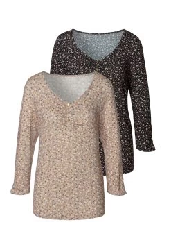 Elbsand Shirt Met 3/4-mouwen IDUNA -Beroemde Badkleding Winkel vivance shirt met 3 4 mouwen met modieuze metalen knopen bij de hals set van 2 roze 4