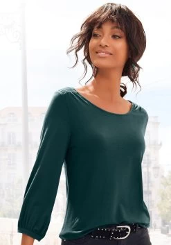 STREET ONE Short Style Bonny In Loose Fit Met Elastische Band 27 STREET ONE Short Style Bonny In Loose Fit Met Elastische Band -Beroemde Badkleding Winkel vivance shirt met 3 4 mouwen met modieuze smokinzet groen