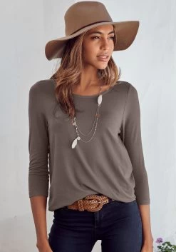 Vivance Shirt Met 3/4-mouwen (Set Van 2) 19 Vivance Shirt Met 3/4-mouwen (Set Van 2) -Beroemde Badkleding Winkel vivance shirt met 3 4 mouwen set van 2 bruin 1