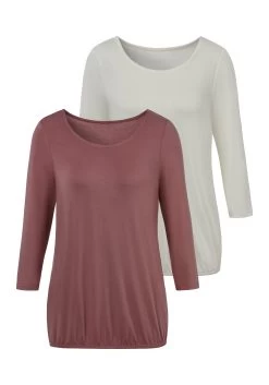Vivance Mini-jurk Met Gedessineerde Top 30 Vivance Mini-jurk Met Gedessineerde Top -Beroemde Badkleding Winkel vivance shirt met 3 4 mouwen set van 2 roze