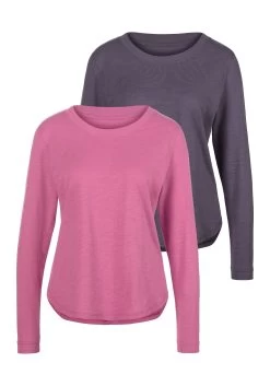 Olympia Badpak -Beroemde Badkleding Winkel vivance shirt met lange mouwen met logoborduursel set set van 2 paars 11