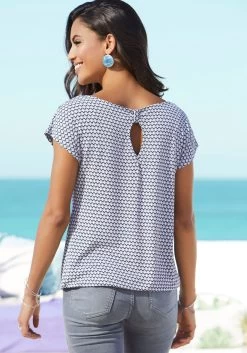 Vivance T-shirt Met Een Cut-out En Fijne Plooi In De Nek (Set Van 2) 23 Vivance T-shirt Met Een Cut-out En Fijne Plooi In De Nek (Set Van 2) -Beroemde Badkleding Winkel vivance t shirt met een cut out en fijne plooi in de nek set van 2 paars 4