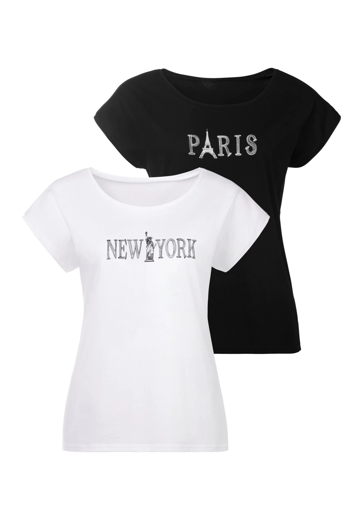 Vivance T-shirt Met Een Modieuze Print Voor (Set Van 2) 1 Vivance T-shirt Met Een Modieuze Print Voor (Set Van 2)