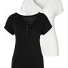 Vivance T-shirt Met Knoopsluiting En Goudkleurige Knopen (Set Van 2)