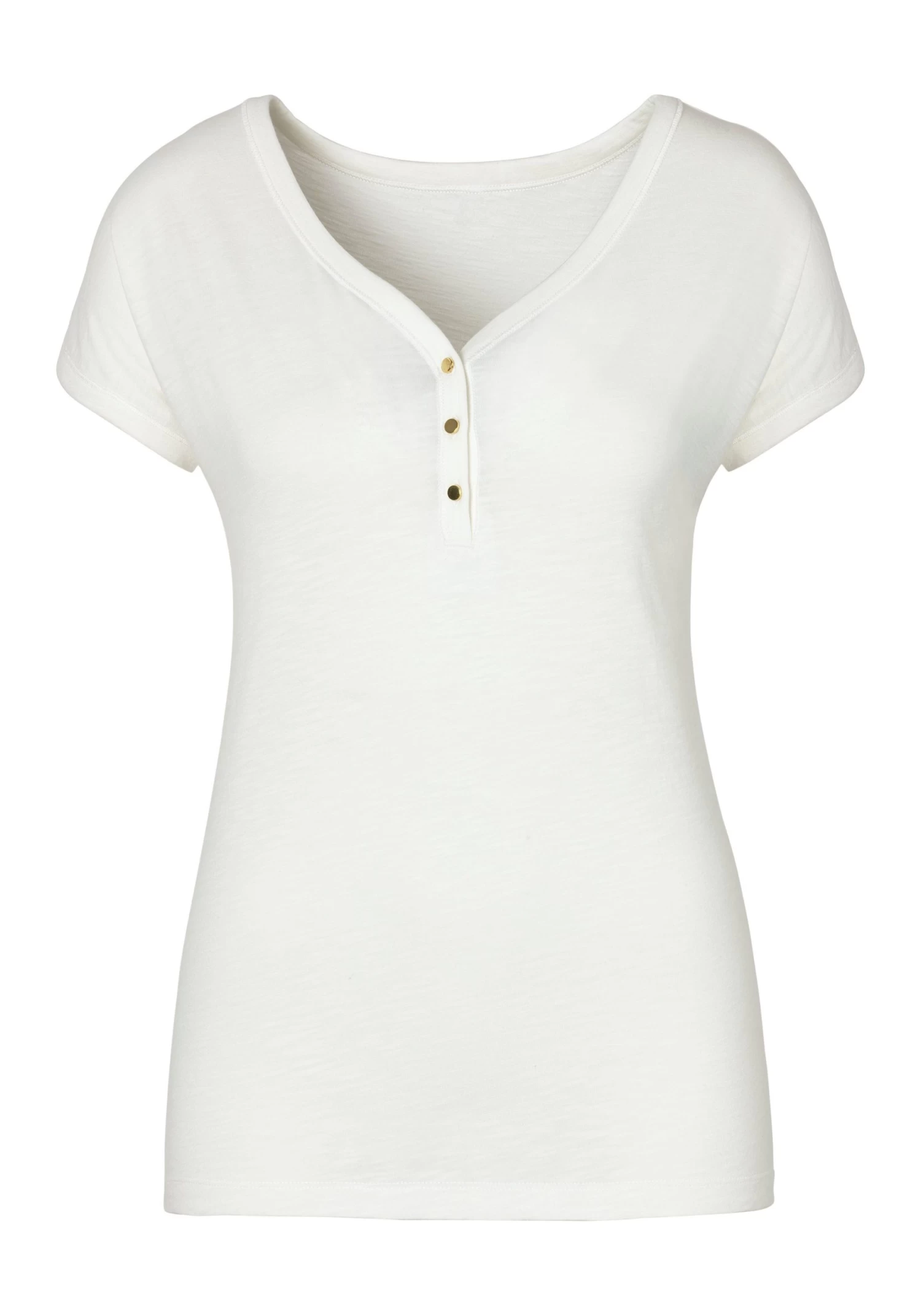 Vivance T-shirt Met Knoopsluiting En Goudkleurige Knopen (Set Van 2) 4 Vivance T-shirt Met Knoopsluiting En Goudkleurige Knopen (Set Van 2) - Afbeelding 4