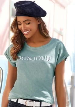Vivance T-shirt Met Modieuze Frontprint 'bonjour' (set, 2-delig) -Beroemde Badkleding Winkel vivance t shirt met modieuze frontprint bonjour set 2 delig multicolor 3