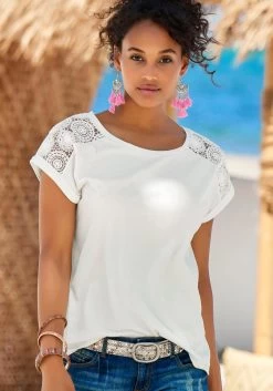 Vivance T-shirt Met Mooie Kant (Set Van 2) -Beroemde Badkleding Winkel vivance t shirt met mooie kant set van 2 beige 5