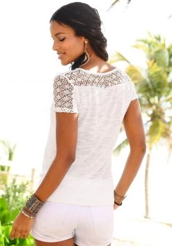 Vivance T-shirt Met Zachte Gehaakte Kant (Set Van 2) -Beroemde Badkleding Winkel vivance t shirt met zachte gehaakte kant set van 2 multicolor 5