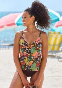 Petite Fleur Tankini Met Turquoisekleurige Print -Beroemde Badkleding Winkel vivance tankini met tropisch printdesign bruin 5