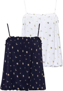 Beroemde Badkleding Winkel -Beroemde Badkleding Winkel vivance top met spaghettibandjes hals met elegante ruches set van 2 blauw 4